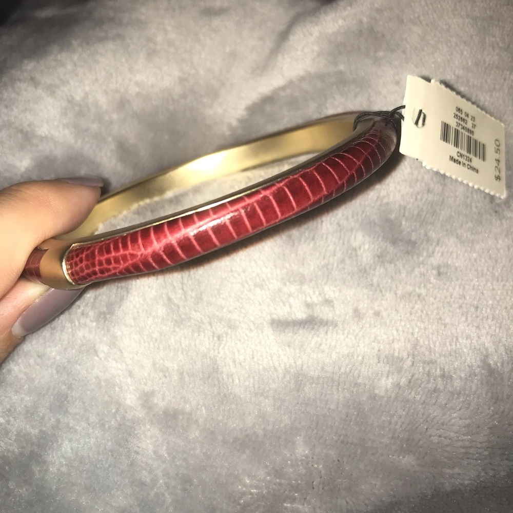 Talbots Red Leather and Gold tone Bracelet